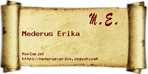 Mederus Erika névjegykártya